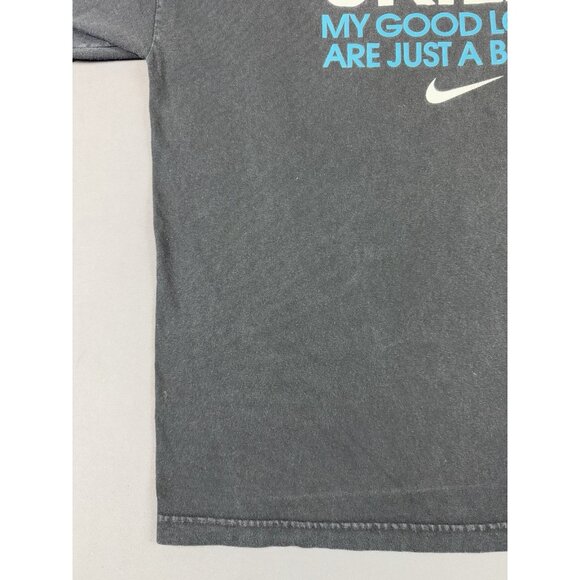 Vintage Y2K Nike Swoosh Skills Good Looks Bonus Basketball Black XL Shirt Saying - Picture 5 of 8